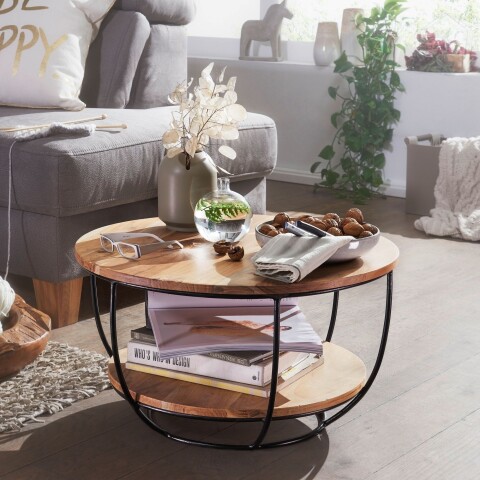 Couchtisch >WL5.957< in Akazie, Massivholz - 34x60cm (HxD)