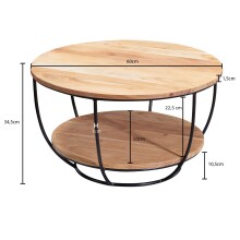 Couchtisch >WL5.957< in Akazie, Massivholz - 34x60cm (HxD)
