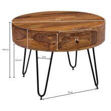 Couchtisch >WL5.958< in Sheesham, Massivholz - 44x60cm (HxD)