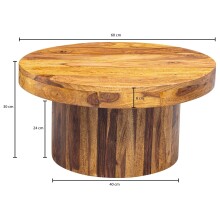 Couchtisch >WL5.963< in Sheesham, Massivholz - 30x60cm (HxT)