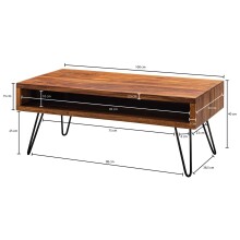 Couchtisch >WL5.969< in Sheesham, Massivholz - 100x40x50cm (BxHxT)