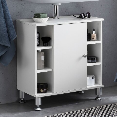 Waschbeckenunterschrank >WL5.752< in Weiß, Holzwerkstoff - 60x64x32cm (BxHxT)