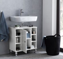 Waschbeckenunterschrank >WL5.752< in Weiß, Holzwerkstoff - 60x64x32cm (BxHxT)