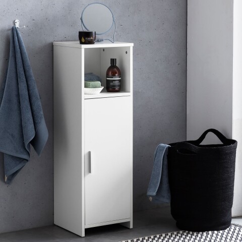 Badkommode >WL5.753< in Weiß, Holzwerkstoff - 30x96x30cm (BxHxT)