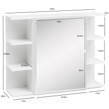 Badezimmerspiegelschrank >WL5.754< in Weiß, Holzwerkstoff - 80x65x20cm (BxHxT)