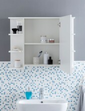 Badezimmerspiegelschrank >WL5.754< in Weiß, Holzwerkstoff - 80x65x20cm (BxHxT)