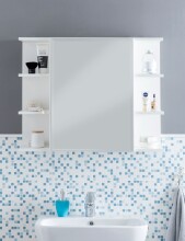Badezimmerspiegelschrank >WL5.754< in Weiß, Holzwerkstoff - 80x65x20cm (BxHxT)