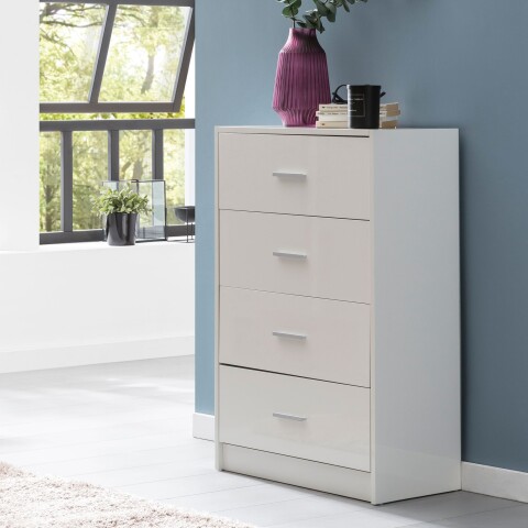 Schubkastenkommode >WL5.864< in Weiß, Holzwerkstoff - 60x90x30cm (BxHxT)