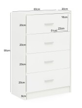 Schubkastenkommode >WL5.864< in Weiß, Holzwerkstoff - 60x90x30cm (BxHxT)