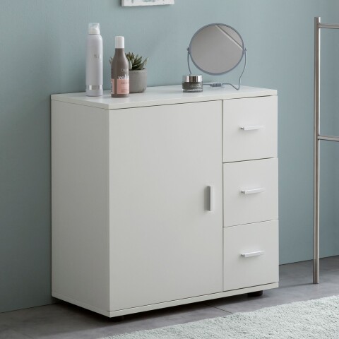 Badkommode >WL5.877< in Weiß, Holzwerkstoff - 60x66x33cm (BxHxT)