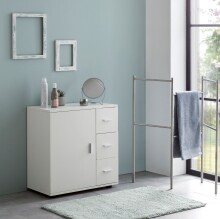 Badkommode >WL5.877< in Weiß, Holzwerkstoff - 60x66x33cm (BxHxT)