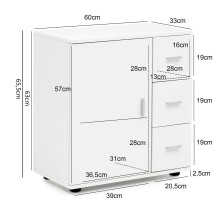 Badkommode >WL5.877< in Weiß, Holzwerkstoff - 60x66x33cm (BxHxT)