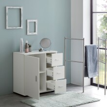 Badkommode >WL5.877< in Weiß, Holzwerkstoff - 60x66x33cm (BxHxT)
