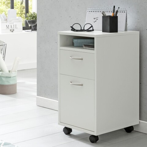 Rollcontainer >WL5.901< in Weiß, Holzwerkstoff - 33x63x38cm (BxHxT)