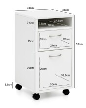 Rollcontainer >WL5.901< in Weiß, Holzwerkstoff - 33x63x38cm (BxHxT)