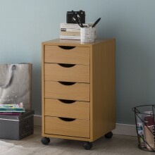 Rollcontainer >WL5.924< in Buche Dekor, Holzwerkstoff - 33x64x38cm (BxHxT)