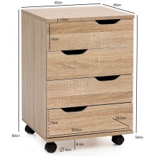 Rollcontainer >WL5.931< in Sonoma Eiche Dekor, Holzwerkstoff - 40x60x40 (BxHxT)