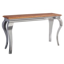 Konsolentisch >WL5.946< in Sheesham + Silber, Massivholz - 130x76x42cm (BxHxT)