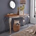 Konsolentisch >WL5.946< in Sheesham + Silber, Massivholz - 130x76x42cm (BxHxT)