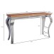 Konsolentisch >WL5.946< in Sheesham + Silber, Massivholz - 130x76x42cm (BxHxT)