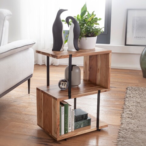 Beistelltisch >WL5.971< in Akazie, Massivholz - 45x60x30cm (BxHxT)