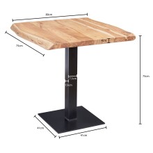 Esstisch >WL5.975< in Akazie, Massivholz - 80x75x75cm (BxHxT)