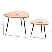 Satztisch >WL5.977< (2-tlg.) in Akazie, Massivholz - 60x51x60cm (BxHxT)