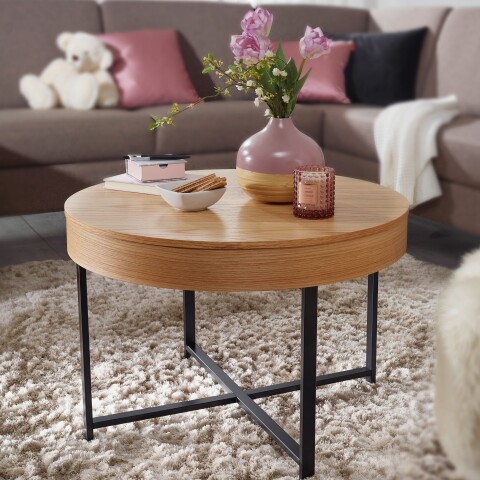 Couchtisch >WL5.978< in Eichenfurnier, Holzwerkstoff - 49x69cm (HxD)