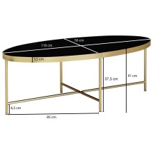 Couchtisch >WL5.993< in Gold, Glas / Metall - 110x40x56cm (BxHxT)