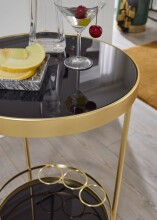 Servierwagen >WL6.000< in Gold, Metall / Glas - 76x45cm (HxD)