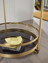 Servierwagen >WL6.000< in Gold, Metall / Glas - 76x45cm (HxD)