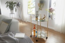 Servierwagen >WL6.007< in Gold, Metall / Glas - 79x46cm (HxT)