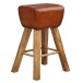 Polsterhocker >WL6.011< in Braun, Echtleder / Massivholz - 43x75x43cm (BxHxT)