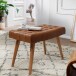 Sitzhocker >WL6.012< in Braun, Echtleder / Massivholz - 67x47x39cm (BxHxT)