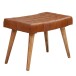 Sitzhocker >WL6.012< in Braun, Echtleder / Massivholz - 67x47x39cm (BxHxT)