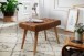 Sitzhocker >WL6.012< in Braun, Echtleder / Massivholz - 67x47x39cm (BxHxT)
