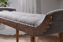 Sitzbank >WL6.013< in Grau, Stoff + Massivholz - 125x51x38cm (BxHxT)