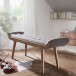 Sitzbank >WL6.013< in Grau, Stoff + Massivholz - 125x51x38cm (BxHxT)