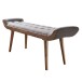 Sitzbank >WL6.013< in Grau, Stoff + Massivholz - 125x51x38cm (BxHxT)