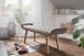 Sitzbank >WL6.013< in Grau, Stoff + Massivholz - 125x51x38cm (BxHxT)