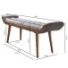 Sitzbank >WL6.013< in Grau, Stoff + Massivholz - 125x51x38cm (BxHxT)