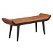 Sitzbank >WL6.014< in Braun, Echtleder / Massivholz - 125x51x38cm (BxHxT)