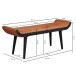 Sitzbank >WL6.014< in Braun, Echtleder / Massivholz - 125x51x38cm (BxHxT)
