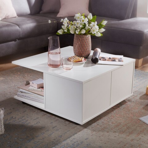 Couchtisch >WL6.066< in Weiß - 70x36x70cm (BxHxT)