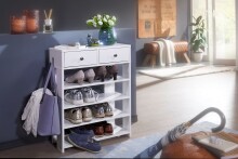 Schuhregal >WL6.069< in Weiß, Holzwerkstoff - 60x79x24cm (BxHxT)