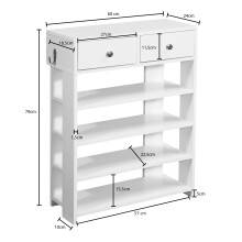 Schuhregal >WL6.069< in Weiß, Holzwerkstoff - 60x79x24cm (BxHxT)