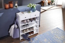 Schuhregal >WL6.069< in Weiß, Holzwerkstoff - 60x79x24cm (BxHxT)