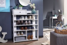 Schuhregal >WL6.070< in Weiß, Holzwerkstoff - 75x93x24cm (BxHxT)