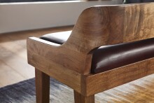 Sitzbank >WL6.085< in Braun, Echtleder / Massivholz - 108x63x43cm (BxHxT)