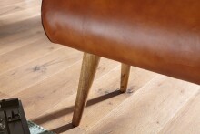 Sitzbank >WL6.086< in Braun, Echtleder / Massivholz - 100x53x40cm (BxHxT)